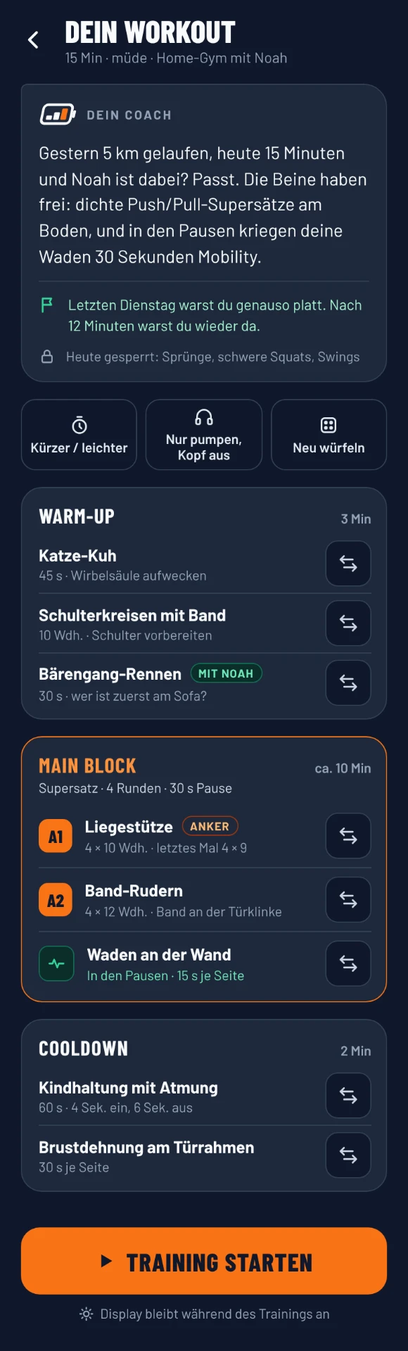 App-Screen: Coach-Briefing